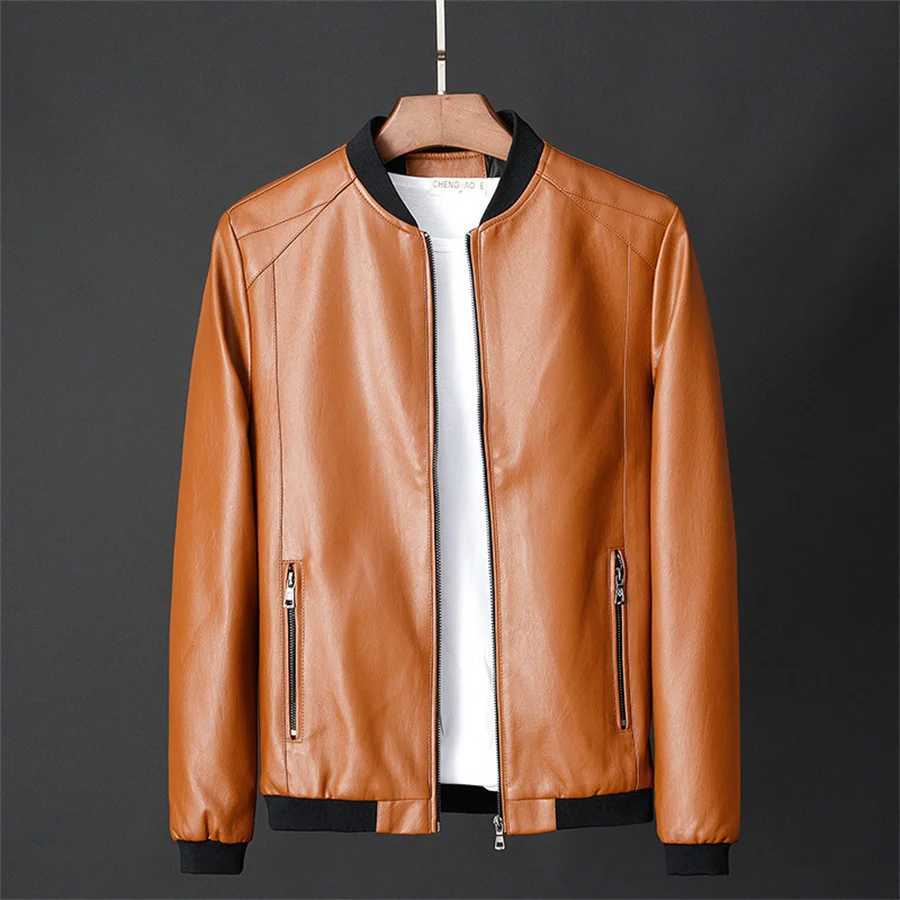 Autumn Leather Jackets for Men Bomber Motorcycle PU Coat Causal Black Biker Pocket Zipper Jacket Outerwear Oversize 7XL 8XLX240913
