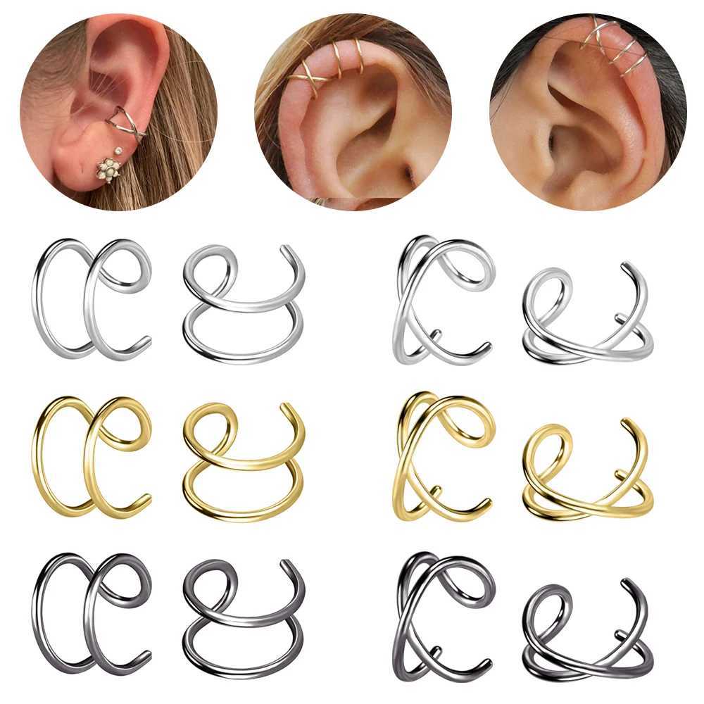 AOEDEJ 925 Sliver Clip Earring Gold Black Color Ear Cuff Jewelry for Women Non Piercings Earrings Helix Ear Cuff Fake ClickerX240913