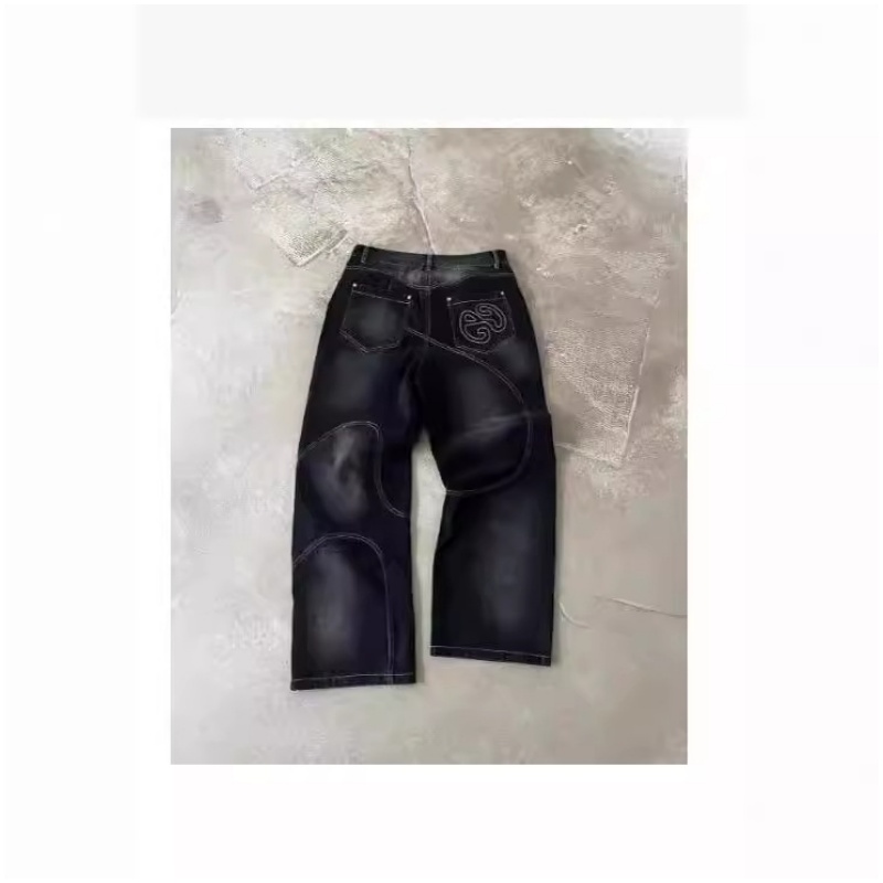 Men's Jeans Black Denim Jeans with Unique Design - A Fashionable and Edgy Choice