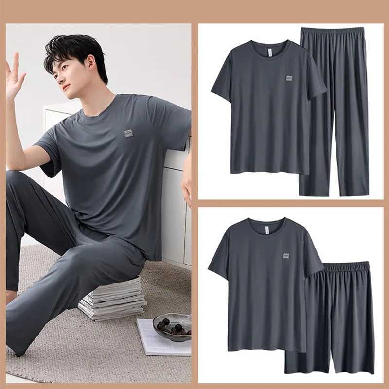 Mens Three-Piece Pajamas Summer Thin Modal Homewear Short-Sleeved Shorts Trousers Ice Silk Cool Feeling Pajamas Homewear Set Y240913