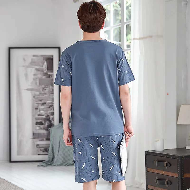 New Pajamas Loungewear Set Mens Summer Youth Short Sleeve Loose Simple Casual Loungewear Set Plus Fat Plus Size Boys Pajamas Y240913