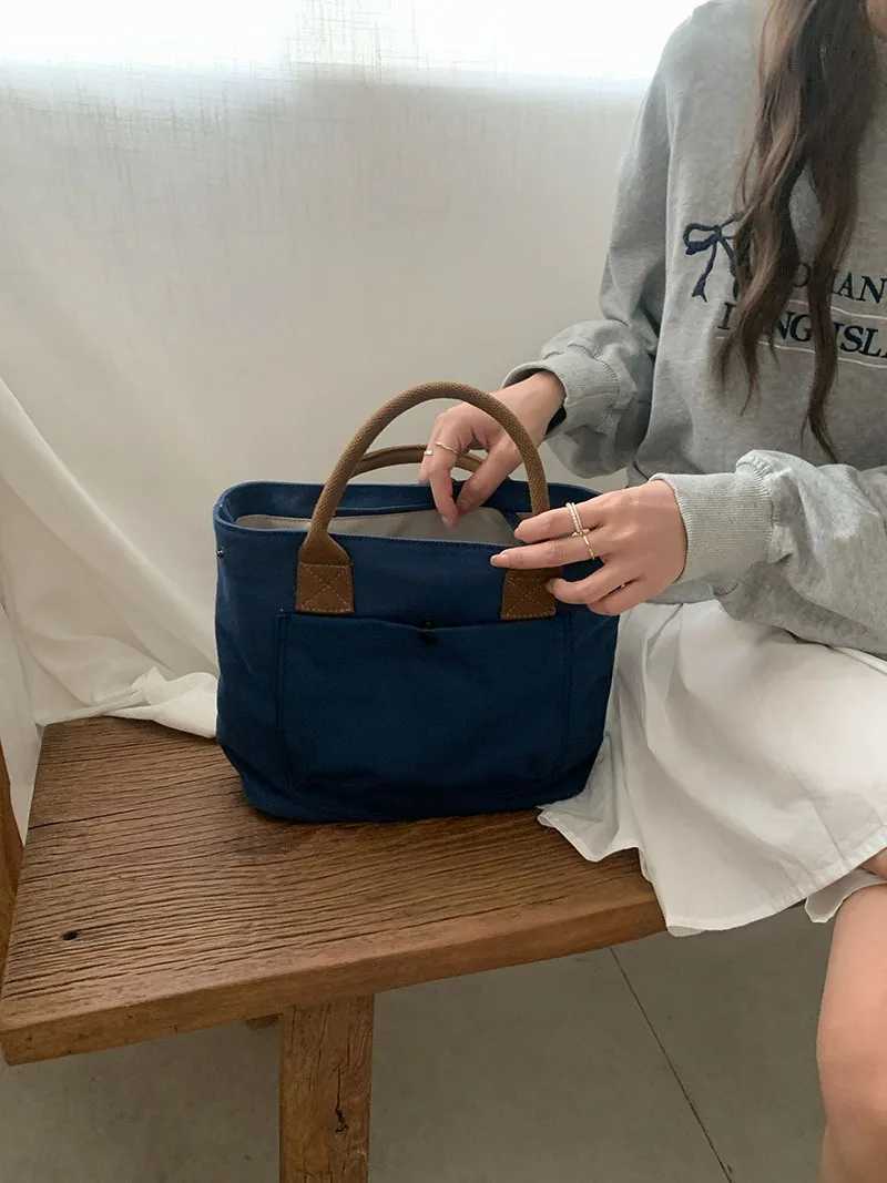 Urban Minimalist Female Student Large Capacity Commuting Horizontal Canvas Single Shoulder Diagonal Cross Portable Tote Bag 240913