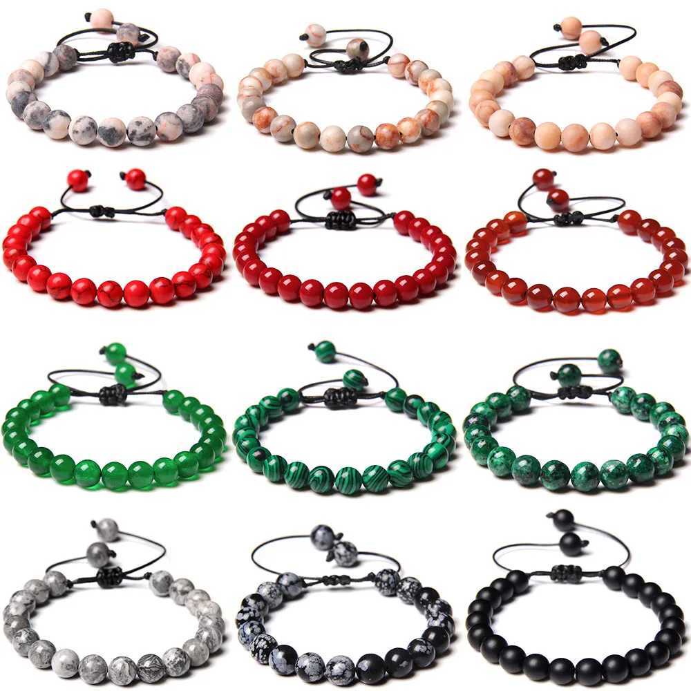 8MM Stone Bead Braided Bracelet Minimalist Natural Carnegie Agate Jade Gem Womens Bracelet Womens Treatment Jewelry Gift W240913