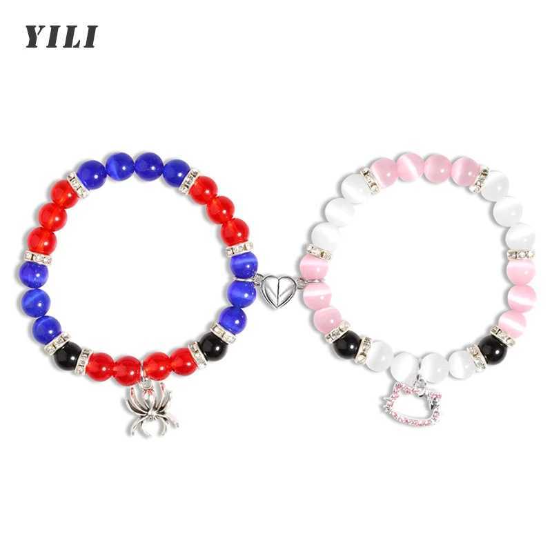 Matching spider bracelets for couples matching heart magnets to attract charm friendship bracelets for couples jewelry gifts W240913