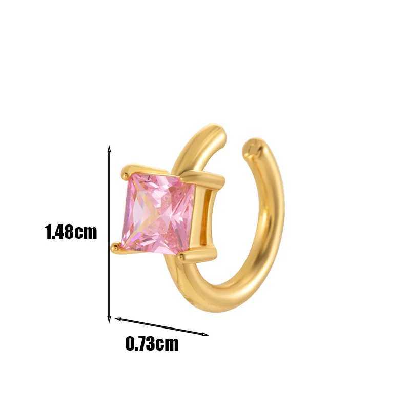1PC Fake Piercing Ear Clip Square Zircon U-shaped Earrings Cuffs Ring Cartilage Conch Fake PIERC Jewelry For Women 2024 TrendingX240913