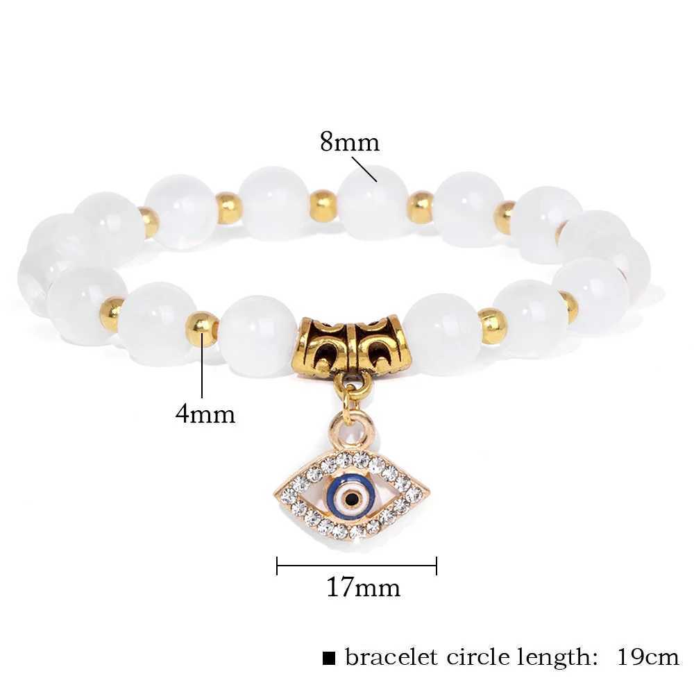 Womens High Quality Bead Bracelet Natural Stone Gold Bead Bracelet Evil Eye Pendant Bracelet Womens Healing Yoga Jewelry W240913