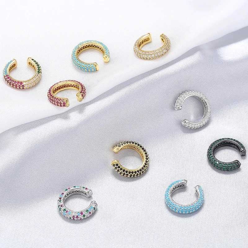 ZHUKOU 1piece 2020 15x15mm CZ Crystal Ear Cuff C Shaped/star shape Ear Clips No Pierced earrings for women Jewellery model VE131X240913