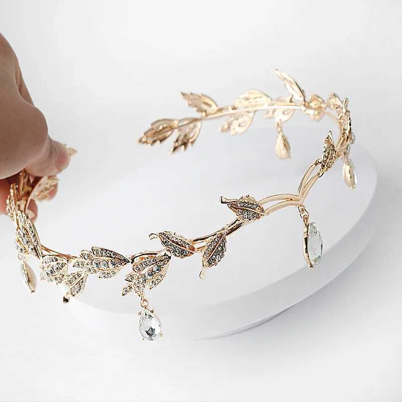 Movie King Round Elves Crown Tiara Women Waterdrop Zircon Headband Bridal Hair Accessories Crown Wedding Headwear GiftsX240913
