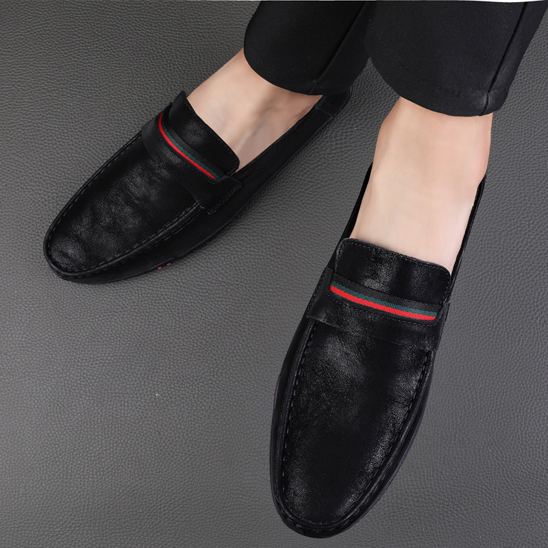 Genuine Leather Men Casual Brand 2023 Mens Loafers Moccasins Breathable Slip on Black Driving Shoes Plus Size 37-45 dh1102140750