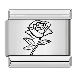 Titanium Steel Laser Engraved Wer bead Bracelet DIY Elastic Strap Chain Italian Charms Italian Charm Links Stainless Steel Fit 9Mm Bracelet Jewelry DI