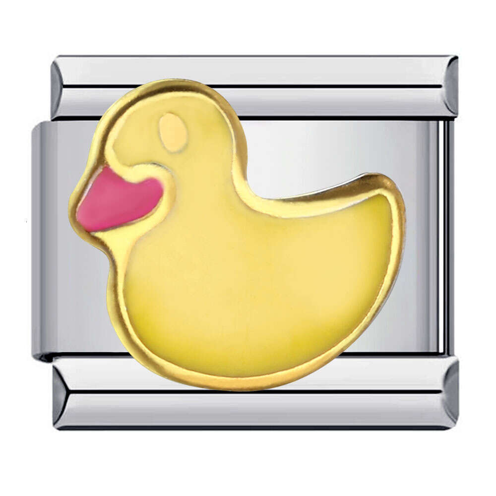 New Stainless Steel Welding Pattern Gold-Plated Enamel Wristband Cartoon DIY Italian Bracelet Charm Links Stainless Steel Fit 9Mm Bracelet Jewelry Mak