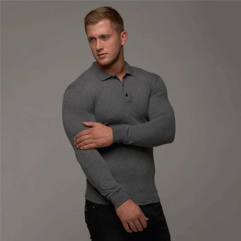 New polo shirt mens casual fashion breathable cotton polo T-shirt mens business long sleeved high-quality polo shirt mens W240913