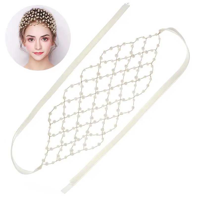 Bridal Headpiece Faux Pearl Decor Wedding Headband Bride Hair Jewelry Women Faux Pearl Headband Bride Tiara Hairband AccessoriesX240913