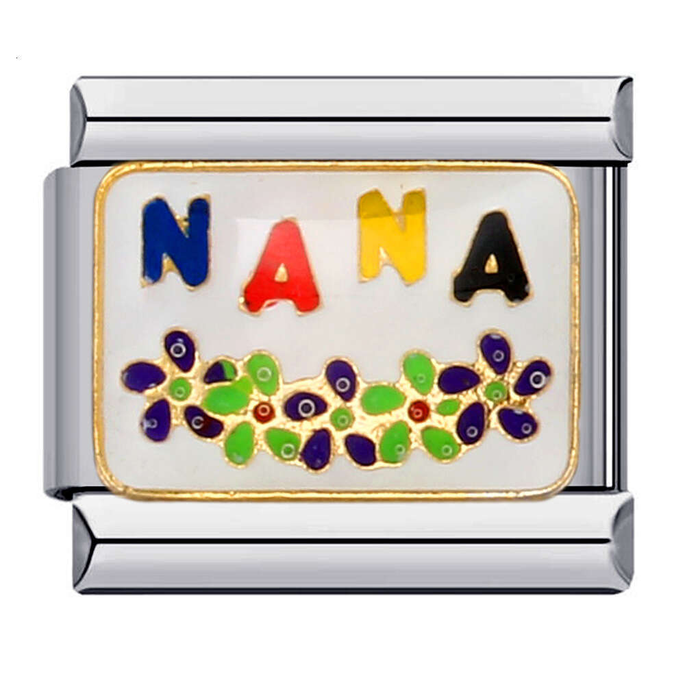 New Titanium Steel Gold Plated Welding Pattern DIY Module Italian Charm Bracelet Links Stainless Fit 9Mm Jewelry Making Gifts