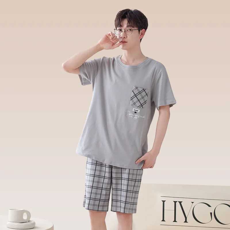High Quality 100% Cotton Pajamas Suit Mens Summer Thin Loose Short Sleeve Loungewear Set Breathable Comfy Sleepwear Male Autumn Y240913