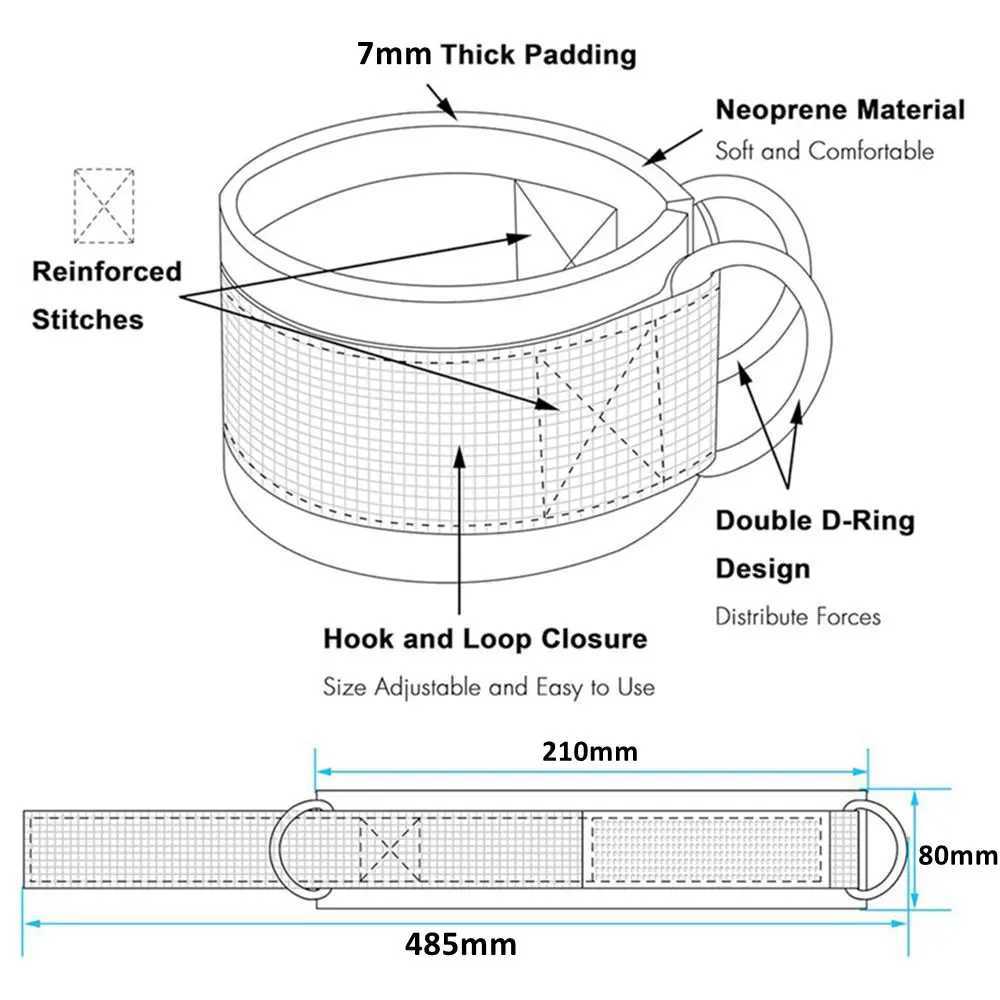 Comfortable Adjustable Padded Ankle Wrist Cuffs Fitness Ankle Straps D-Ring Support Cuffs Gym Leg Strength Workouts With Buckle Y240913