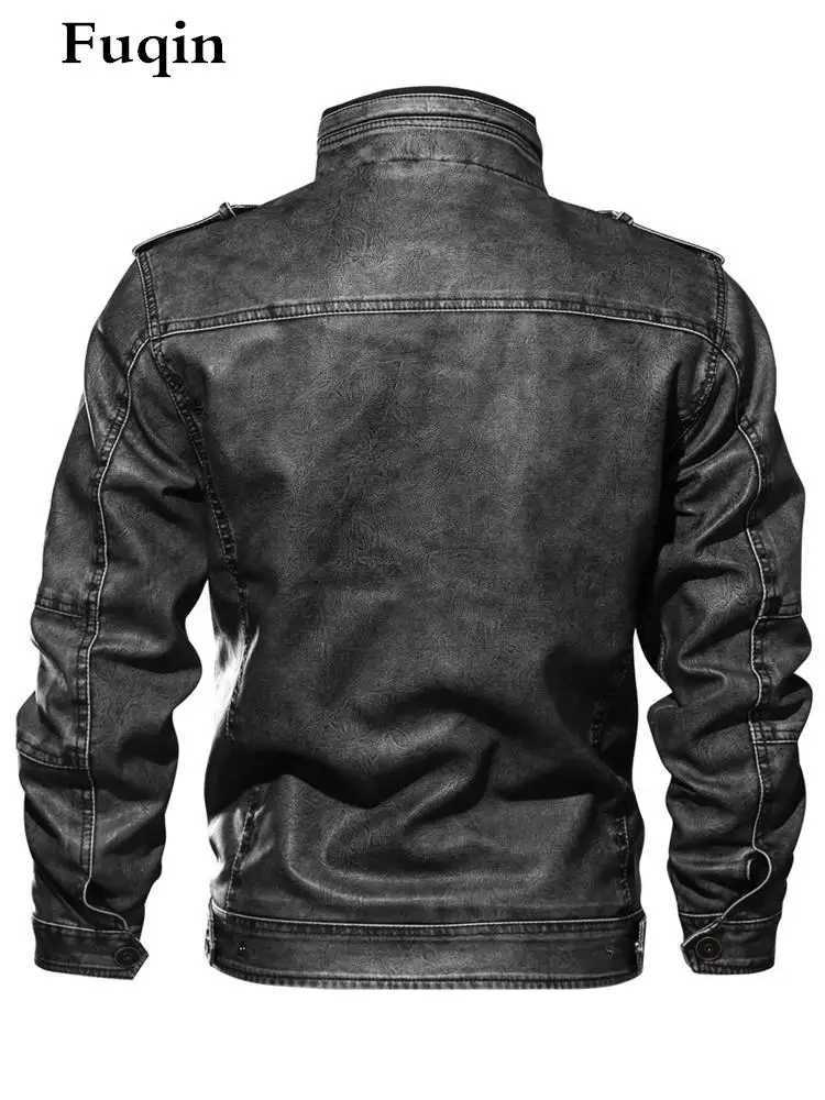 Mens Denim Leather Jacket Multi-function Zip Pocket British Style Clothes Street Motorcycle 6XL Loose Warm PU Man Jacket UnisexX240913