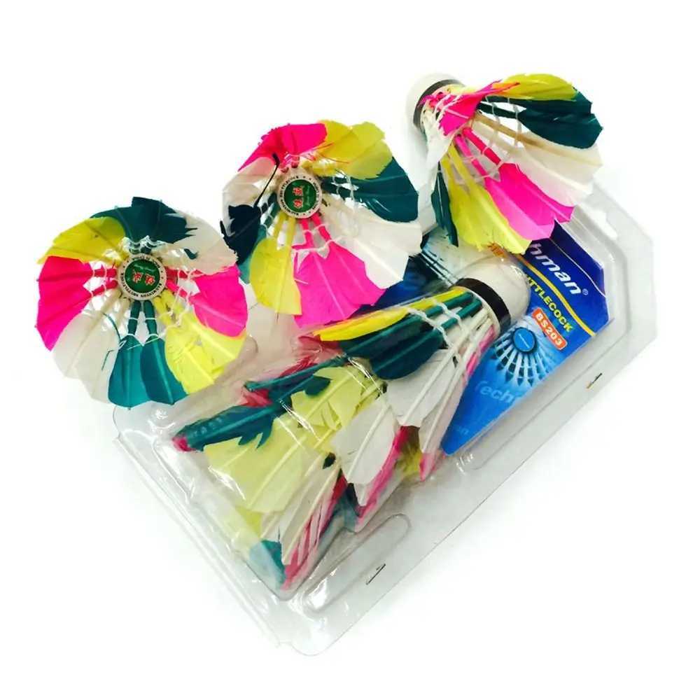 3PCS Colorful Shuttlecock Feather Badminton Shuttlecock Ball Badminton Training Supplies Stable Windproof Badminton Accessoires Y240912