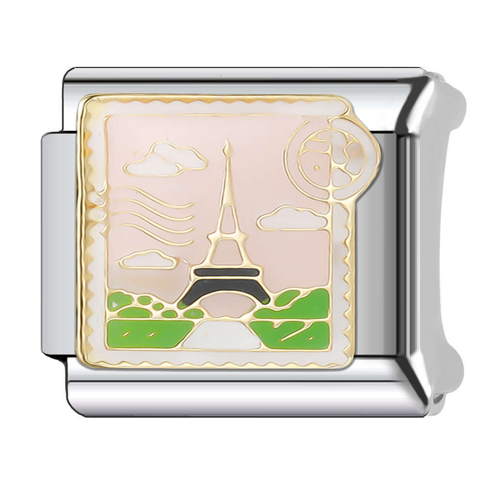 Hot Selg 9Mm Single Section Combination Titanium Steel Watch Chain Module Bracelet DIY Hand Decoration Italian Style Classic Pattern