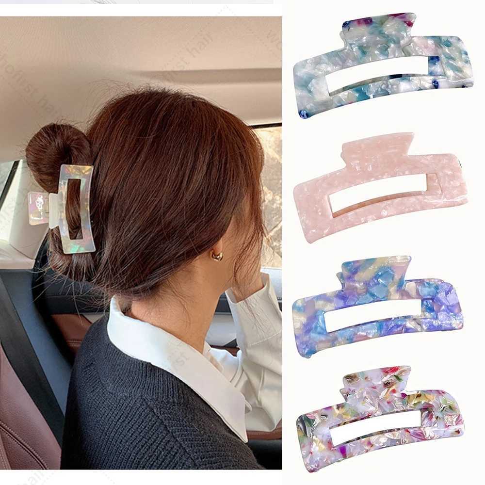 10cm Length Large Acetate Hair Clip Back Head Hairpin French Retro Mermaid Color Hair Claw Headdress Hairpin FemaleX240912