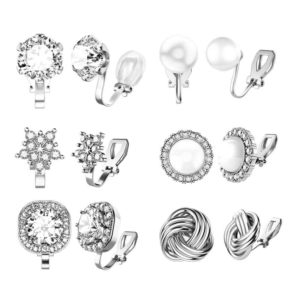 2PCS Stainless Butterfly Heart Ear Buckle Korean Style Simulated Pearl Clip On Earring Stud Cz Non Pierced Earrings For WomenX240913