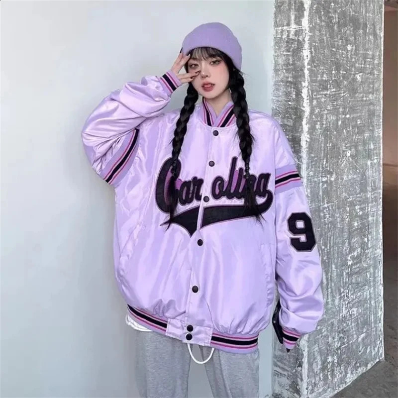 Harajuku Wind Female Coats Spring Autumn Preppy Letter Embroidery Loose Versatile BF Couple Baseball JacketsWomen Tops 240904