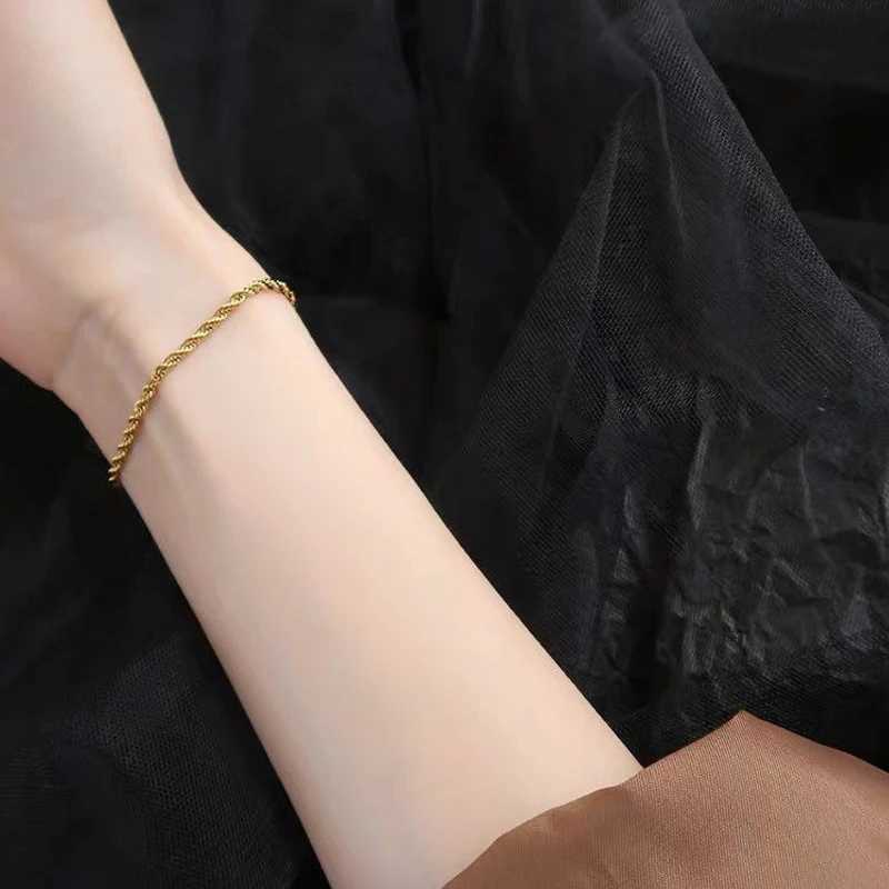 Twist Rope Chain Bracele Bangle for Women Stainless Steel 5mm 316L Stainless Steel Homme 15cm 19cmX240913