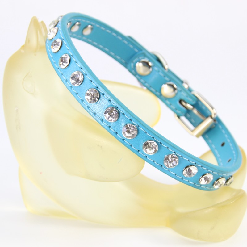 Rhinestone-Embellished PU Leather Dog Collar with Leash - Elegant Pet Neckwear