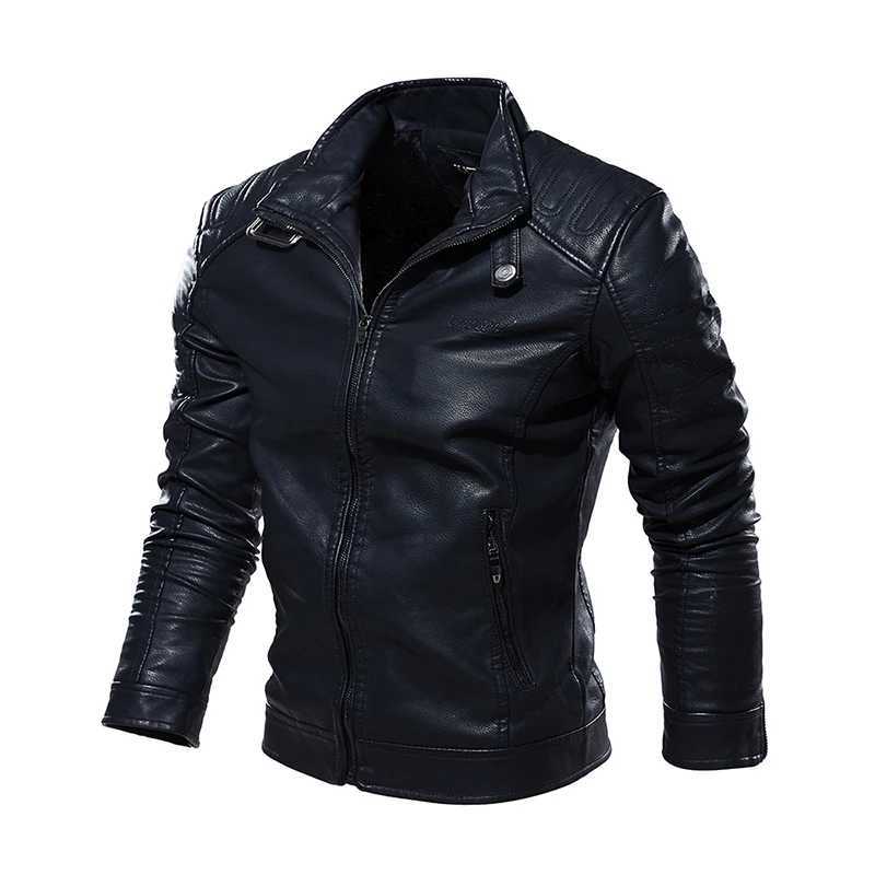 Winter Mens PU Leather Jacket Fashion Men Retro Punk Motorcycle Jackets Casual Men Fleece Warm Faux Leather Jackets ClothingX240913