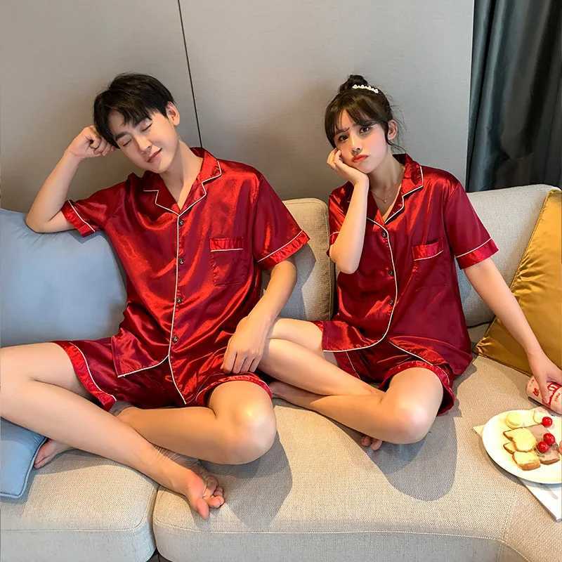Luxury Pajama Suit Satin Silk Pyjamas Sets Couple Sleepwear Casual Family Pijama Lover Night Suit Men Women Plus Size Pj Set Y240913