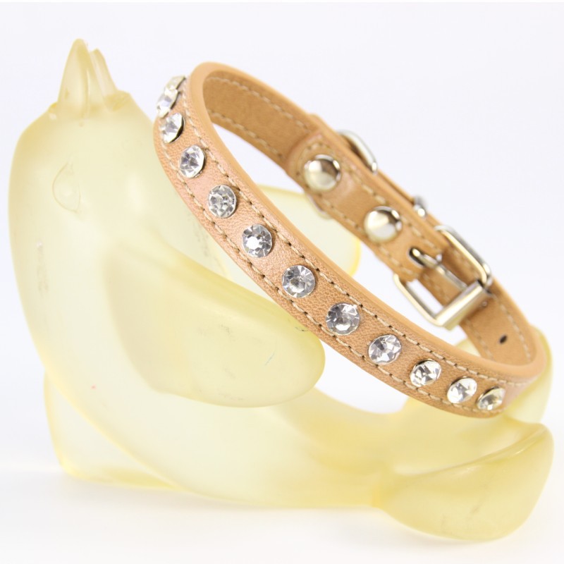 Rhinestone-Embellished PU Leather Dog Collar with Leash - Elegant Pet Neckwear