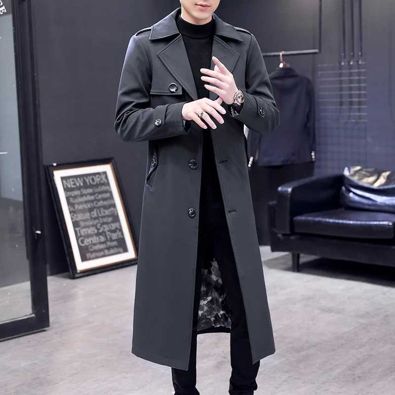 X-long Blackish Green Steampunk Style Clothing Slim Fit Trench Coat Man Classic Retro British Style Overcoats Mens Long Jackets Y240913