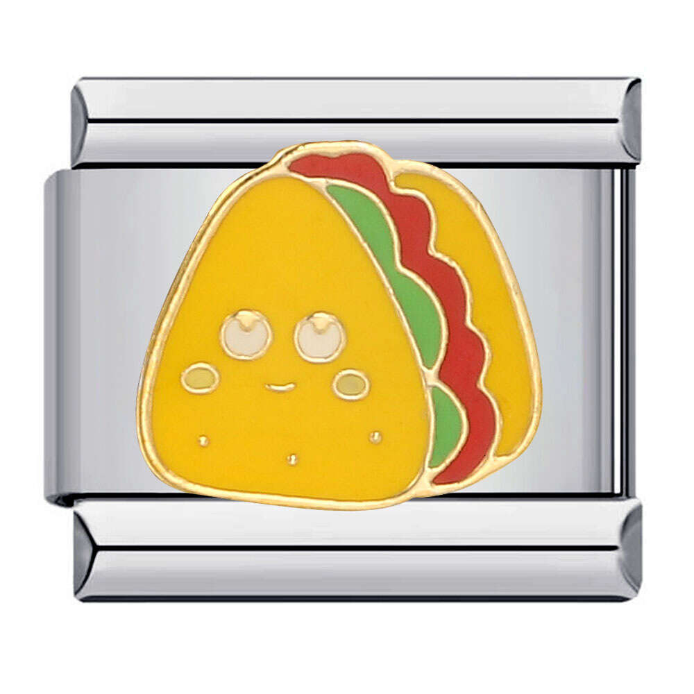 New Titanium Steel Gold Plated Personalized Enamel DIY Bead Italian Charm Bracelet Italian Charm Links Fit 9Mm Bracelet Jewelry DIY Making Gifts