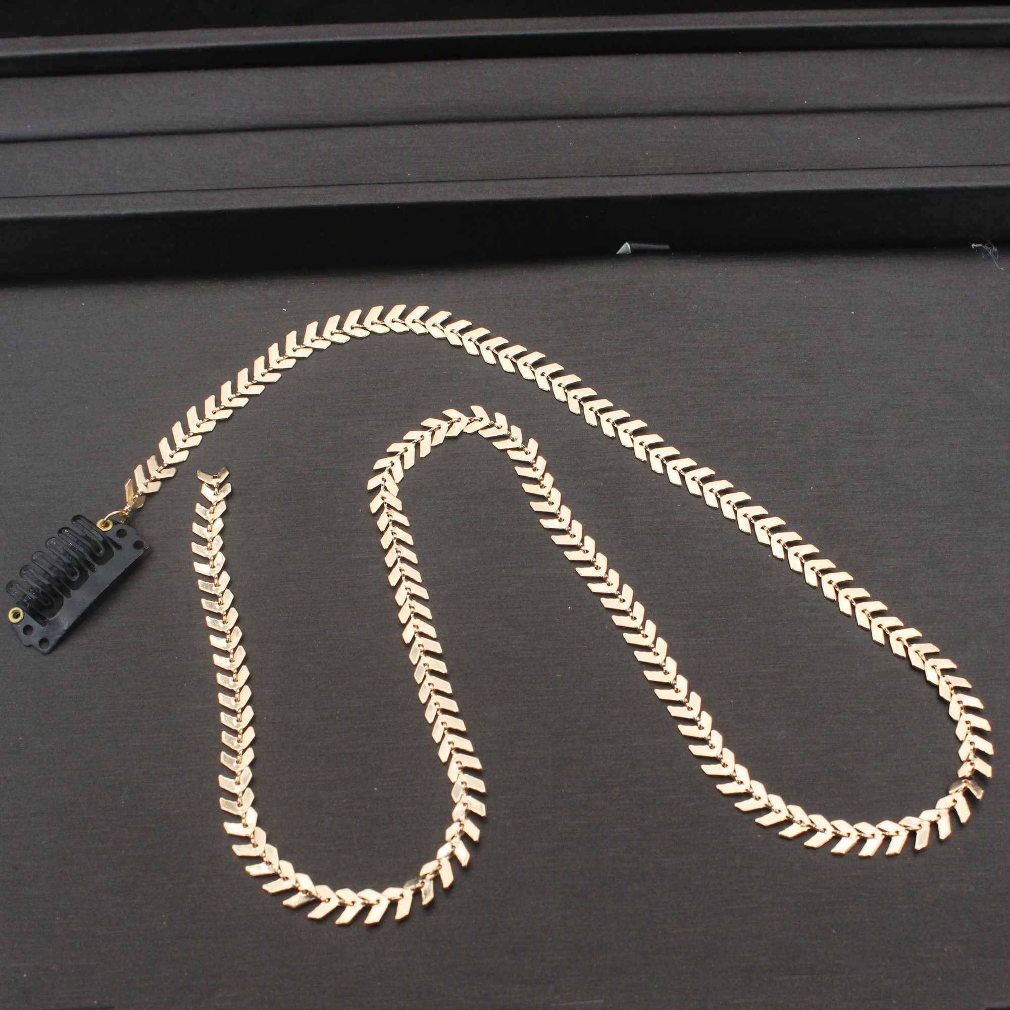 Gold Color Copper Chain Hairpins for Women Tassel Hair Clips Barrettes Braided Headband Ponytail Hair Accessories HeadwearX240913