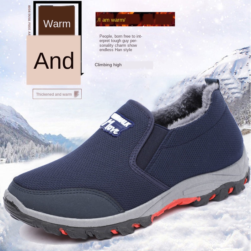 Winter Cloth Men's Fleece Warm Leisure for the Old Non-Slip Wear-Resistant Soft Bottom Dad Cotton Shoes cc56