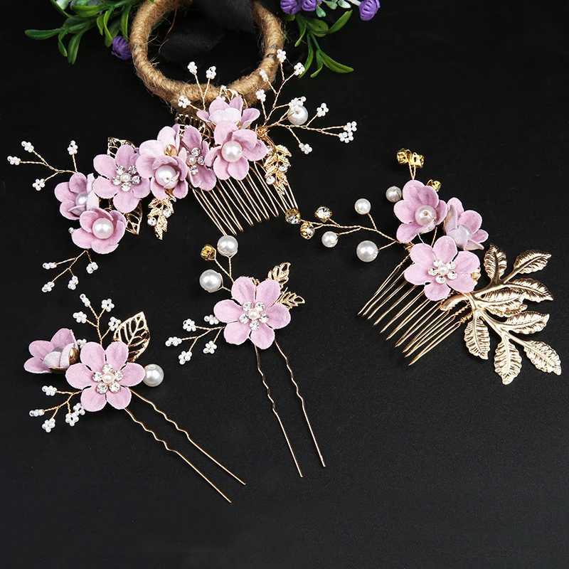 Wedding Bride Hairpin Hair Clips for Women Bridal Hair Accessories Pearl Rhinestone Flower Hair Combs Hairband Wedding JewelryX240913