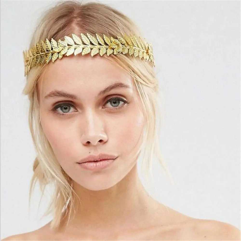 Golden Crowns Hair Jewelry Tiara Bride Headbands Wedding Hair Accessories Hair Hoop Leaves Hair BandsX240913