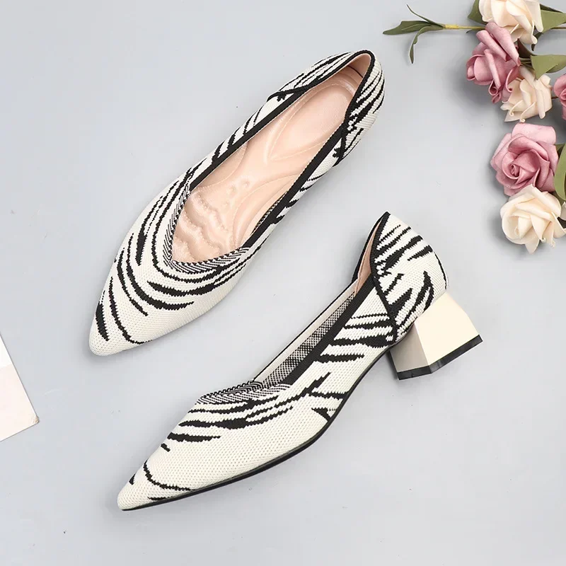 Leopard Mesh Ballet Flats, Breathable Slip-on Pointed Toe Casual Loafers