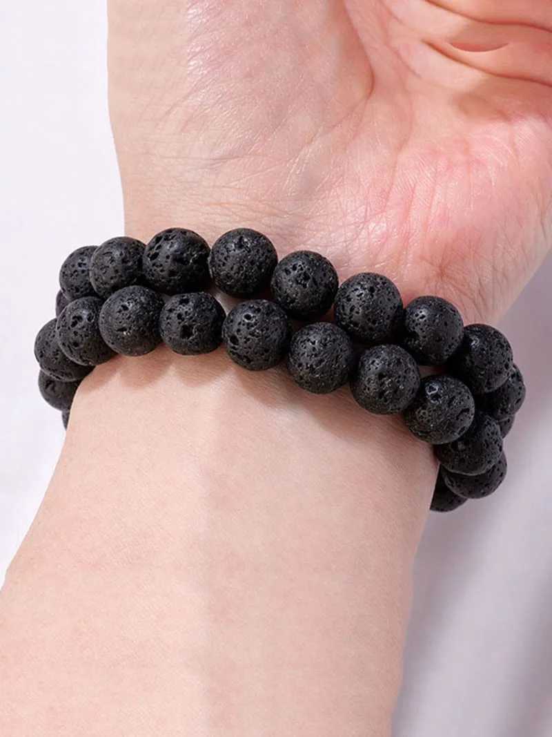 1 piece of 8mm trend lava stone natural stone bead bracelet mens charm bracelet jewelry gift W240913
