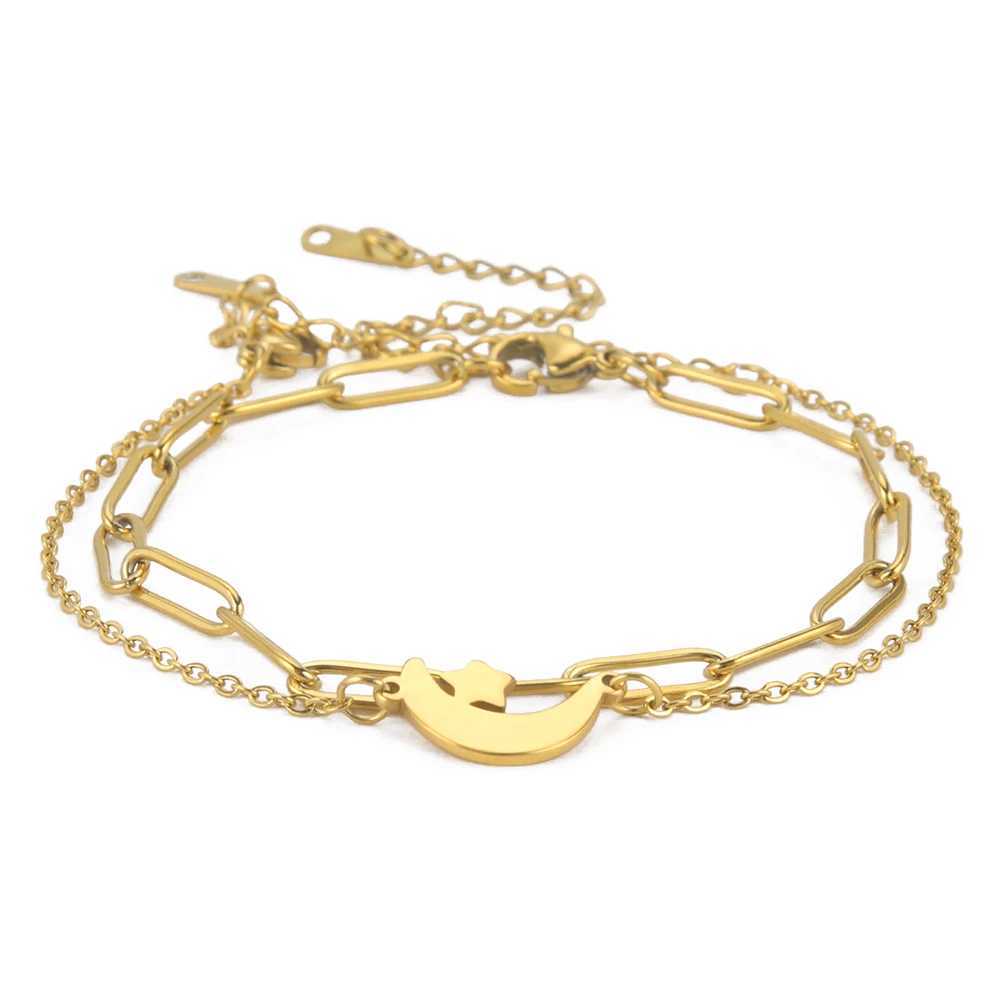 Stainless Steel Bracelets: Classic Moon Stars Kpop Charm Bracelet for Women 4