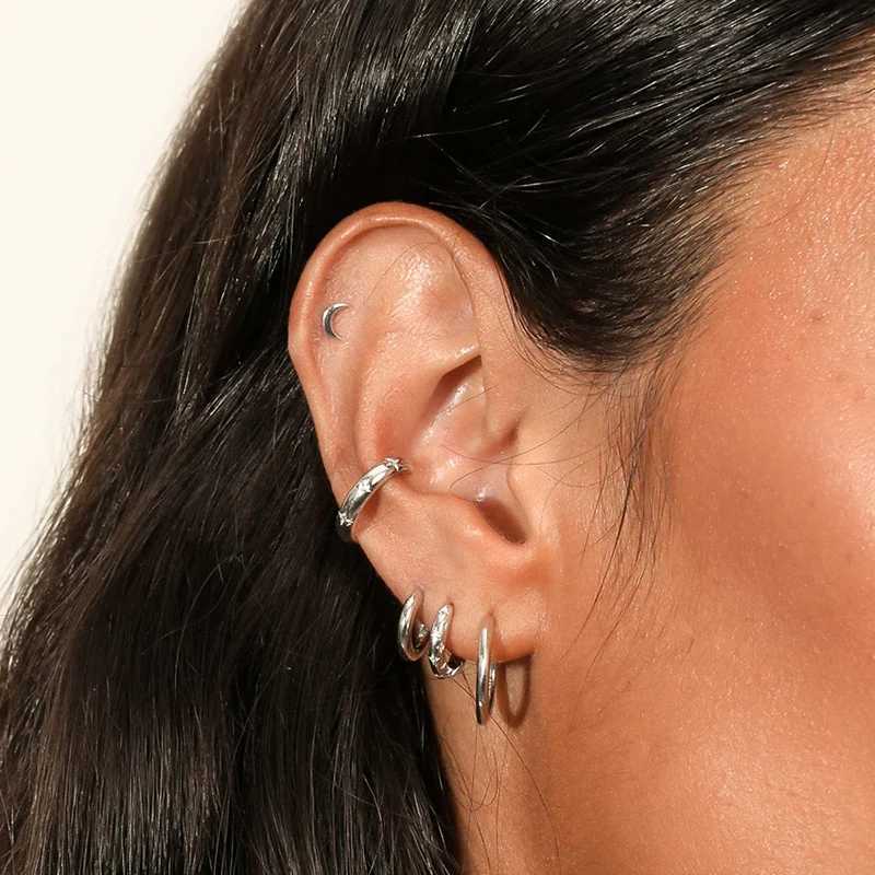 1PC 24k Gold-Plated Silver Metal Punk Ear Cuff Clip Earrings Europe and America Piercing Ear Cuff Female C-Shape Crystal EarringX240913