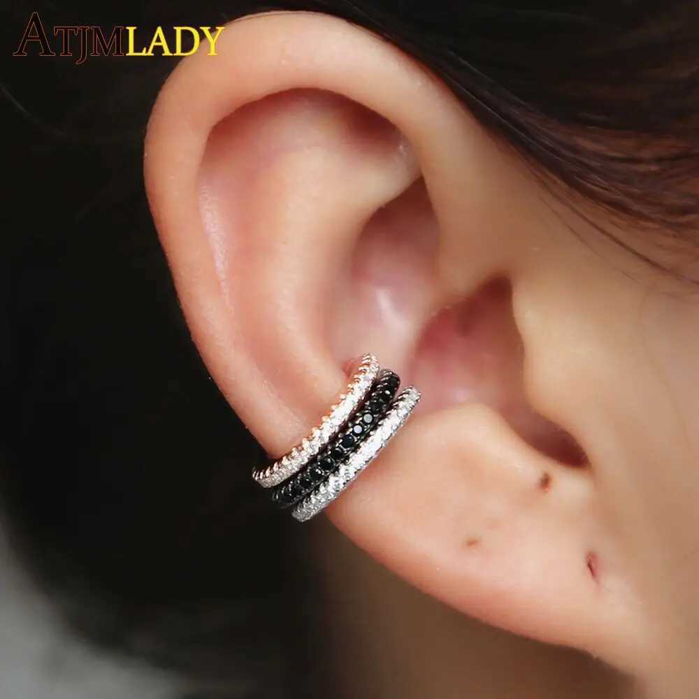 Ear Cuff micro pave cz circle 925 sterling silver mix rainbow CZ earrings no pierced stack small sized little girl earring cuffX240913
