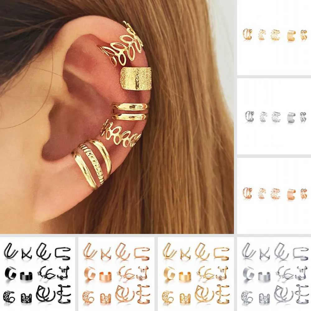 Vintage Gold-Plated Clip Earrings for Men and Women Creative and Simple C-Shaped Ear Clip Set Fashionable Trend Jewelry GiftX240913