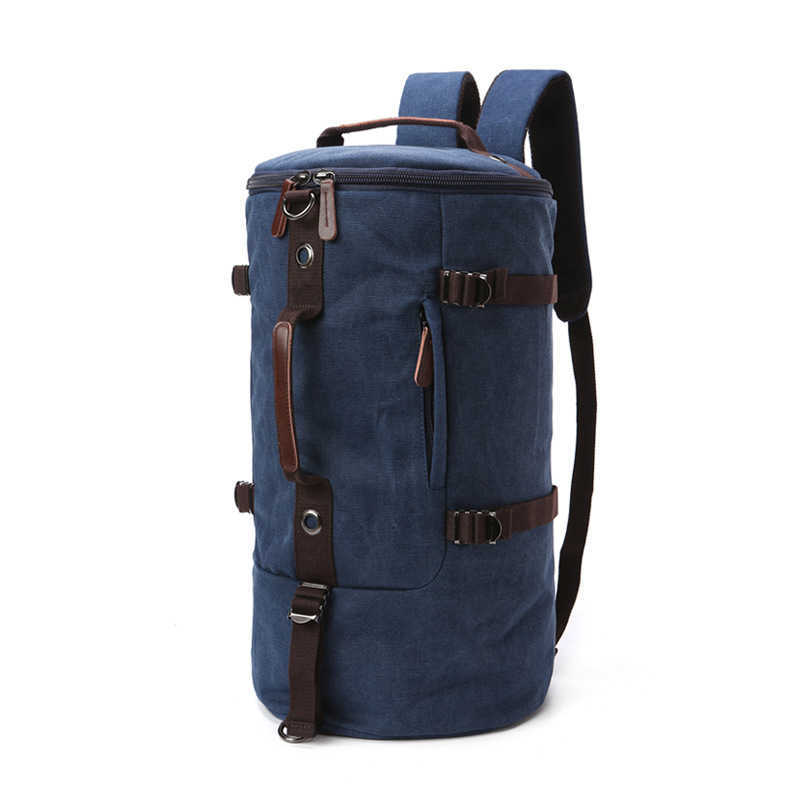 canvas cylinder bag large capacity double shoulder bag single shoulder portable messenger three-purpose bag men's Travel Backpack 240915