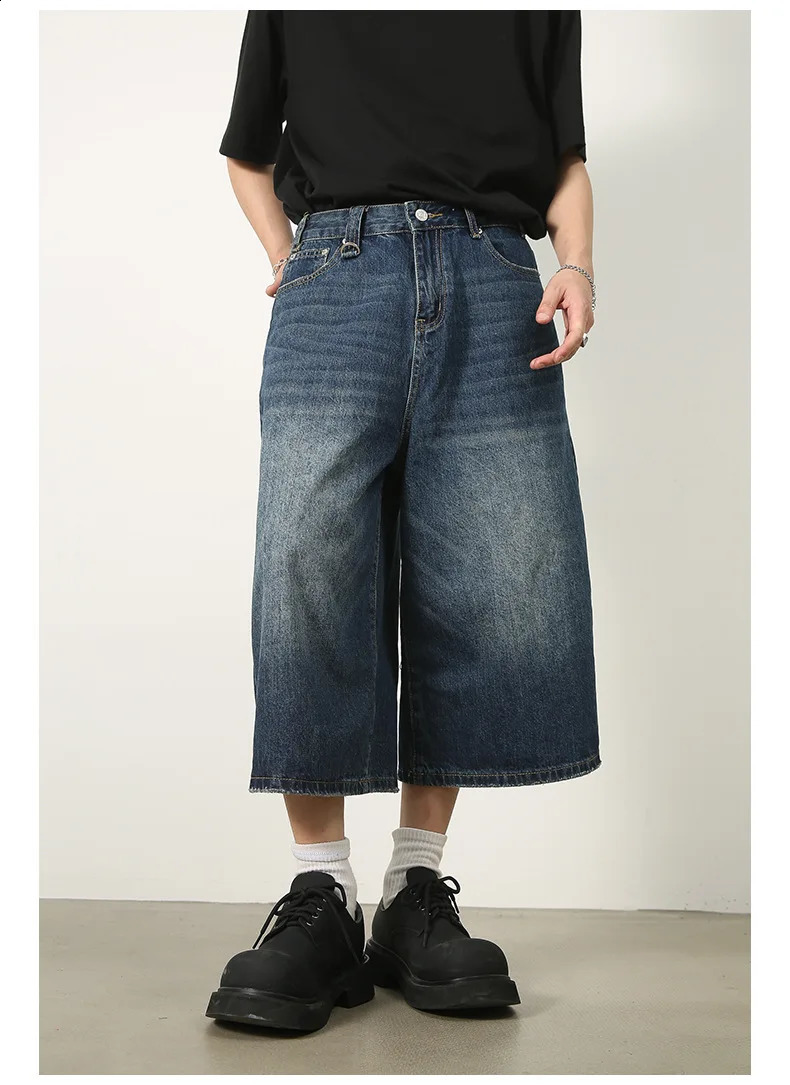 2024 Y2k Retro Women Low Rise Jorts Brushed Black Wash Cropped Baggy Jeans Wide Leg Frayed Denim Short Pants Fashion 240912