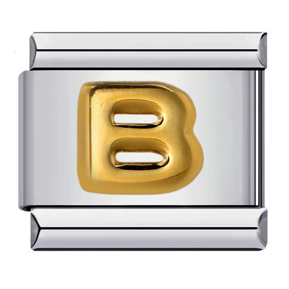 Titanium Steel Gold-Plated Raised English Letters DIY Bead Bracelet Italian Bracelet Italian Charm Links Fit 9Mm Bracelet Jewelry DIY Making Gifts