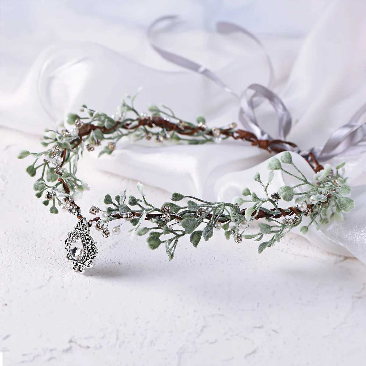 Forest Series Handmade Garland Crown Creative Wedding Fairy Headdress Crystal Vintage Elf RPG Cosplay Costume AccessoriesX240913