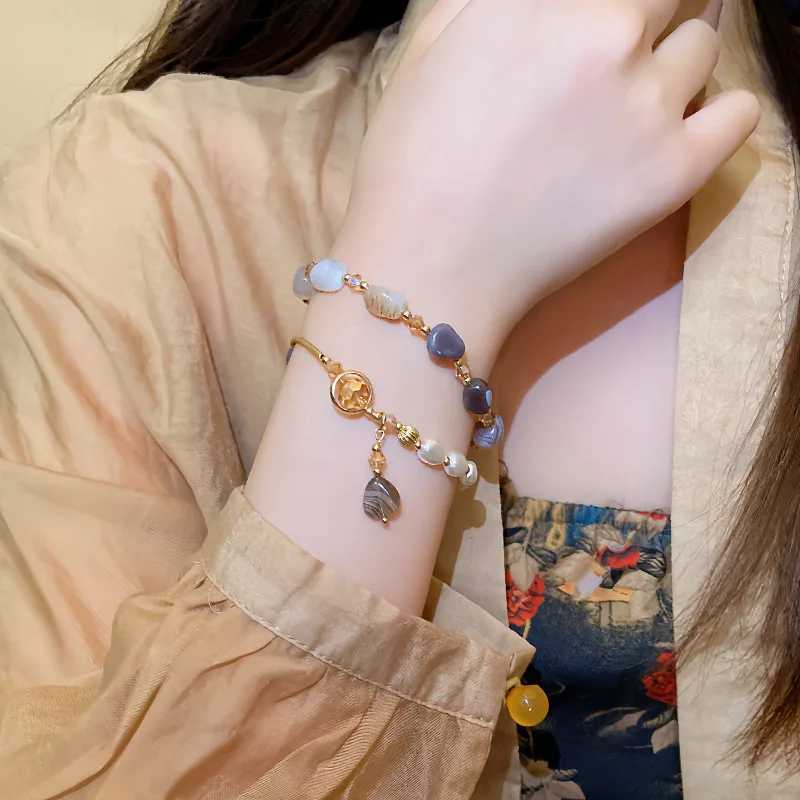 Vintage double-layer crystal pearl bracelet womens ethnic natural stone bead packaging bracelet jewelry gift bracelet W240913