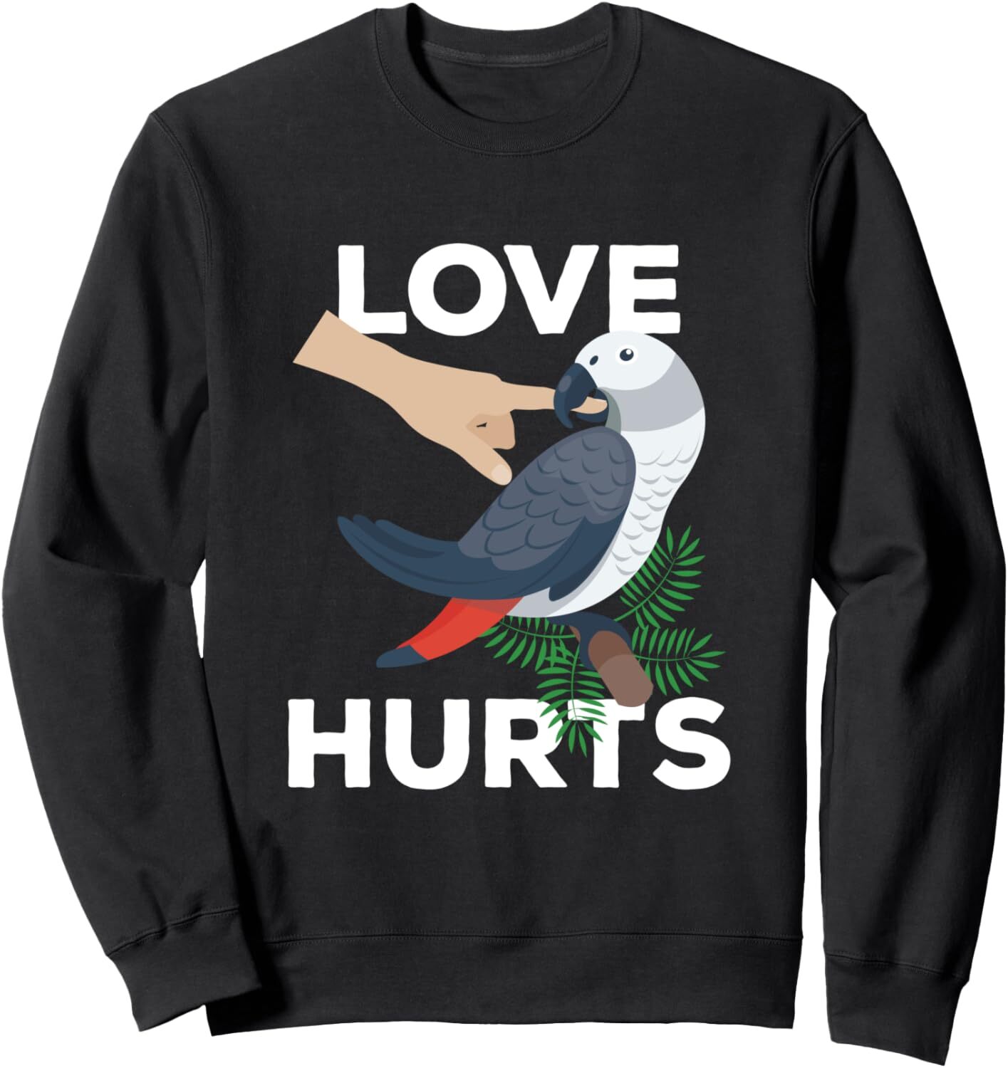 Long Sleeve Shirts for Men sweatshirt Love Hurts African Grey Parrot Biting Funny Gift Sweatshirt Tee Streetwear Casual tops clothes