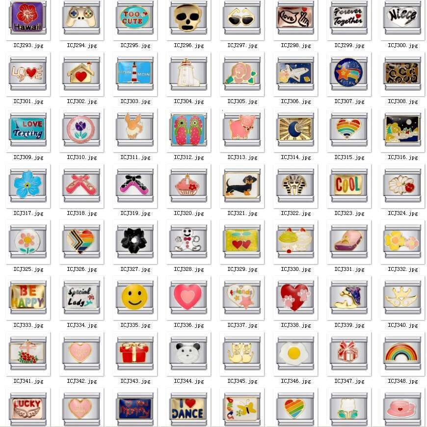 Titanium Welding Pattern Enamel Cartoon DIY Bead Bracelet Italian Charm Links Stainless Steel Fit 9Mm Jewelry Making Gifts